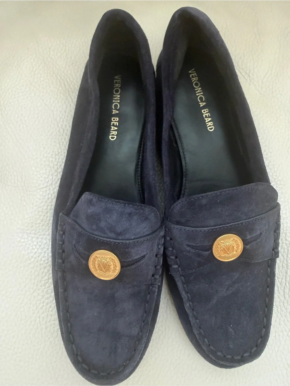 Veronica Beard woman’s Penny  Navy Suede Penny Loafers